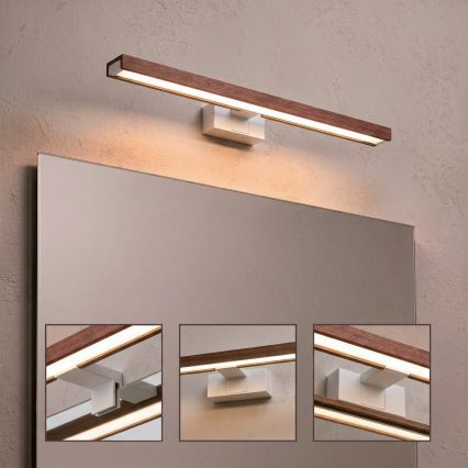 Brilagi - LED kupaonsko osvjetljenje za ogledalo 3u1 WOODY MIRROR LED/12W/230V 60 cm IP44 bijela/hrast-trešnja