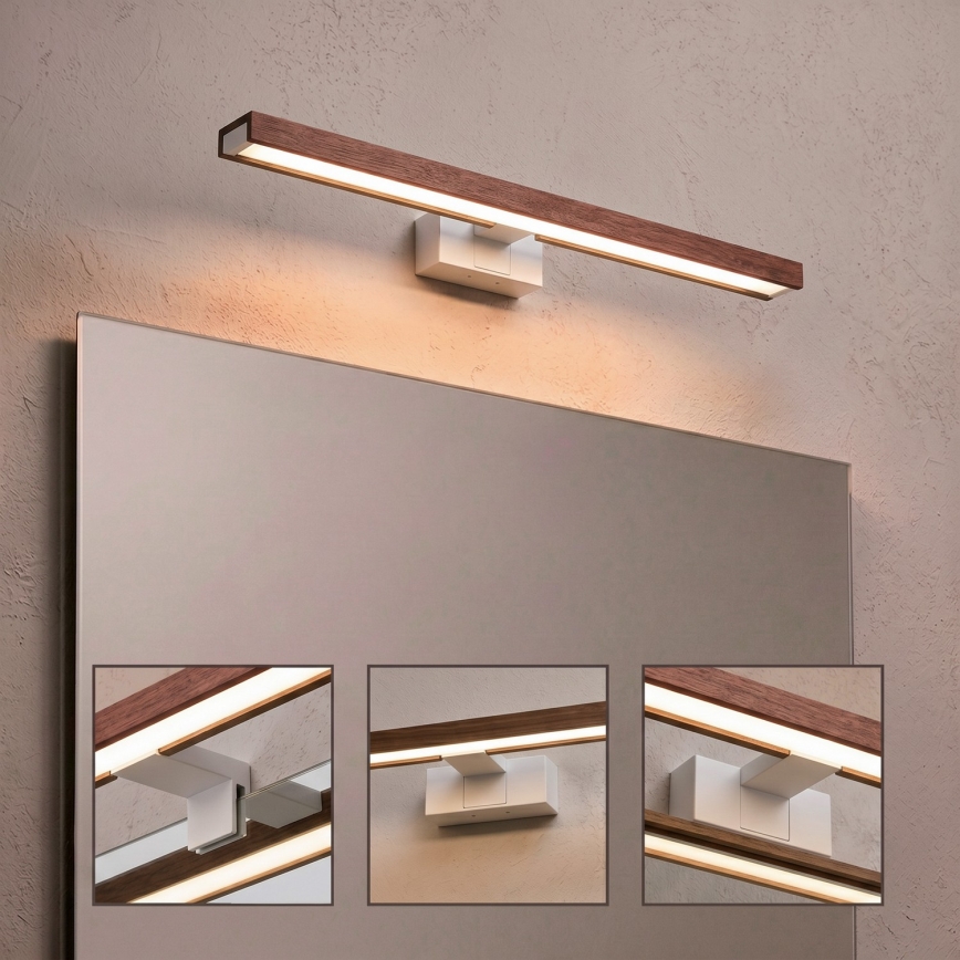 Brilagi - LED kupaonsko osvjetljenje za ogledalo 3u1 WOODY MIRROR LED/12W/230V 60 cm IP44 bijela/hrast-trešnja