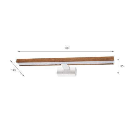 Brilagi - LED kupaonsko osvjetljenje za ogledalo 3u1 WOODY MIRROR LED/12W/230V 60 cm IP44 bijela/hrast-trešnja