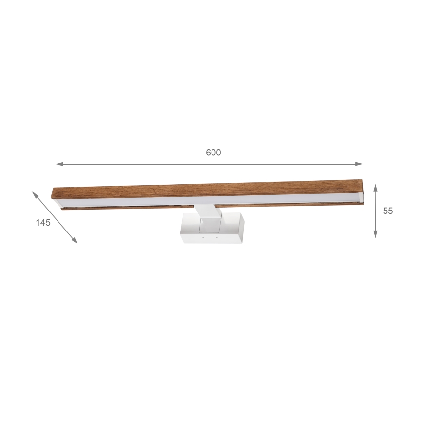 Brilagi - LED kupaonsko osvjetljenje za ogledalo 3u1 WOODY MIRROR LED/12W/230V 60 cm IP44 bijela/hrast-trešnja