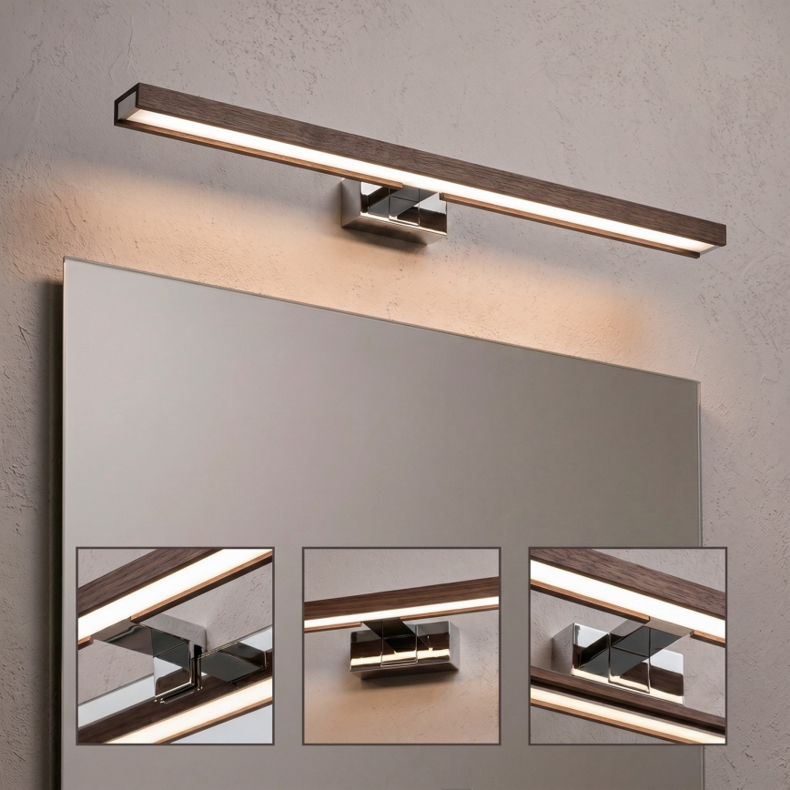 Brilagi - LED Kupaonsko osvjetljenje za ogledalo 3 u 1 WOODY MIRROR LED/12W/230V 60 cm IP44 sjajni krom/hrast orah