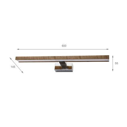 Brilagi - LED Kupaonsko osvjetljenje za ogledalo 3 u 1 WOODY MIRROR LED/12W/230V 60 cm IP44 sjajni krom/hrast orah