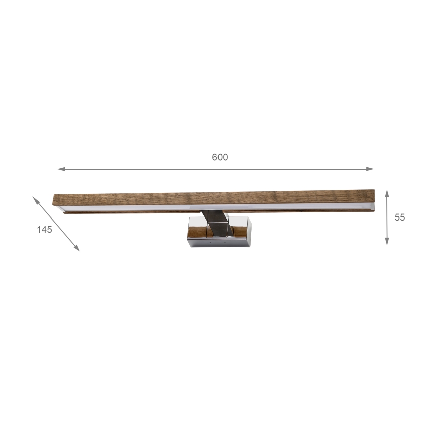 Brilagi - LED Kupaonsko osvjetljenje za ogledalo 3 u 1 WOODY MIRROR LED/12W/230V 60 cm IP44 sjajni krom/hrast orah