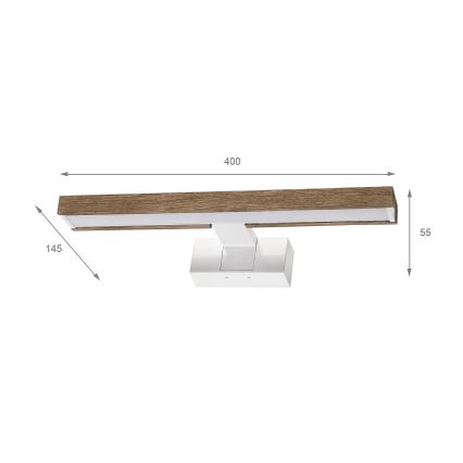 Brilagi - LED kupaonsko osvjetljenje za ogledalo 3u1 WOODY MIRROR LED/8W/230V 40 cm IP44 bijela/hrast