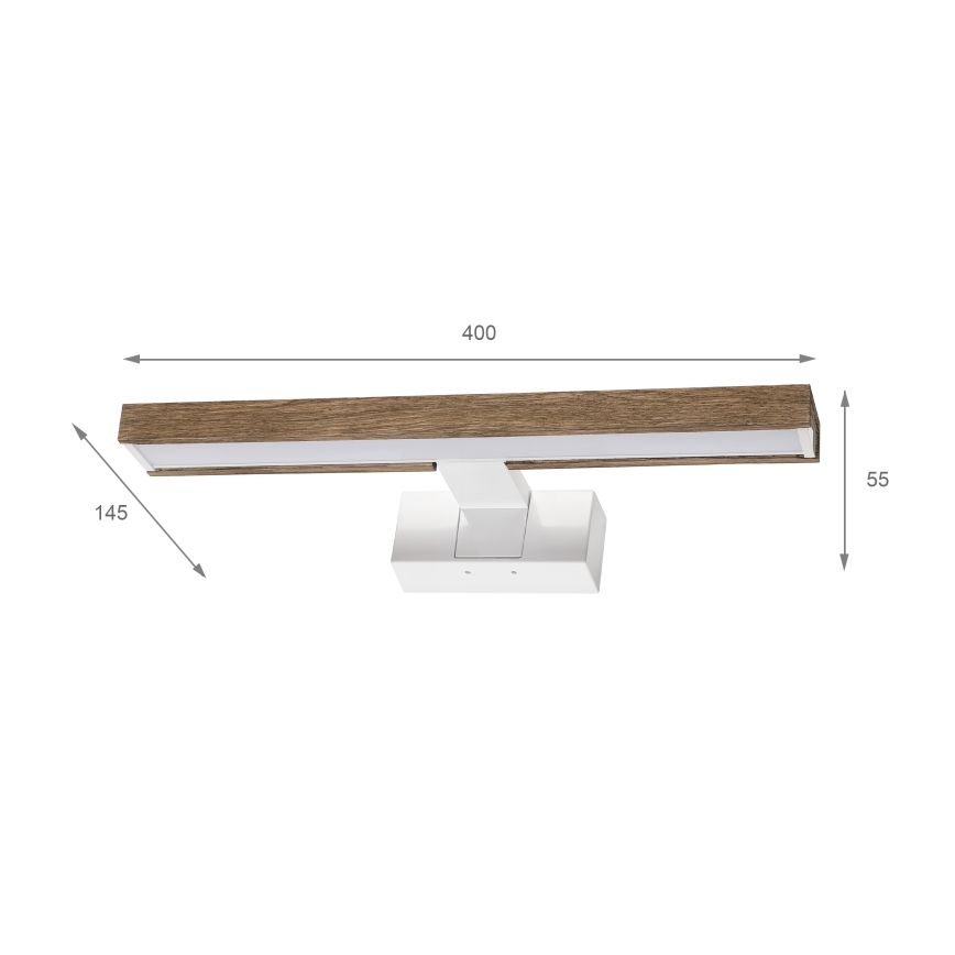 Brilagi - LED kupaonsko osvjetljenje za ogledalo 3u1 WOODY MIRROR LED/8W/230V 40 cm IP44 bijela/hrast