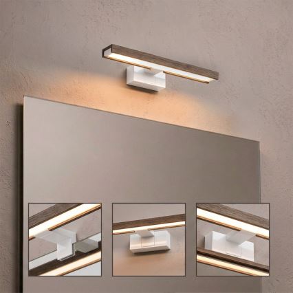 Brilagi - LED kupaonsko osvjetljenje za ogledalo WOODY MIRROR 3u1 LED/8W/230V 40 cm IP44 bijela/hrast