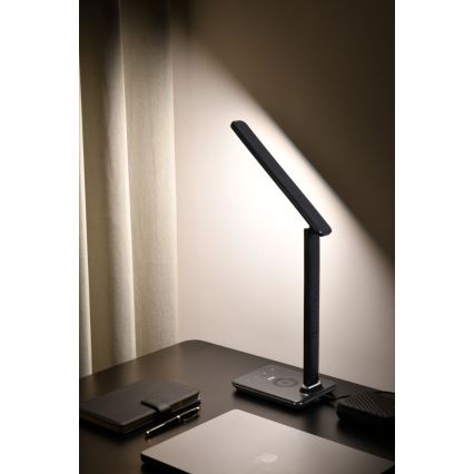 Brilagi - LED stolna lampa s mogućnošću prigušivanja, bežičnim punjenjem QI i USB REGINA LED/8,5W/230V crna
