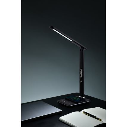 Brilagi - LED stolna lampa s mogućnošću prigušivanja, bežičnim punjenjem QI i USB REGINA LED/8,5W/230V crna