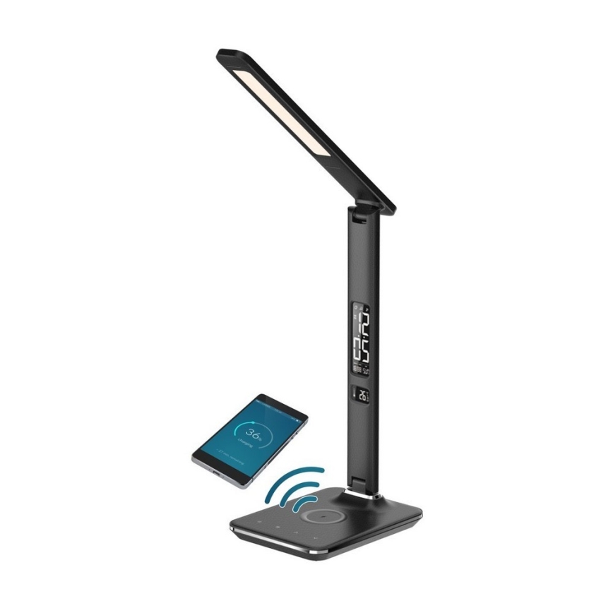 Brilagi - LED stolna lampa s mogućnošću prigušivanja, bežičnim punjenjem QI i USB REGINA LED/8,5W/230V crna