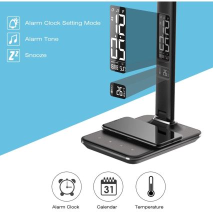 Brilagi - LED stolna lampa s mogućnošću prigušivanja, bežičnim punjenjem QI i USB REGINA LED/8,5W/230V crna