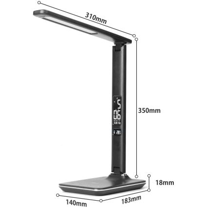Brilagi - LED stolna lampa s mogućnošću prigušivanja, bežičnim punjenjem QI i USB REGINA LED/8,5W/230V crna