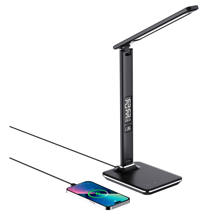 Brilagi - LED stolna lampa s mogućnošću prigušivanja, bežičnim punjenjem QI i USB REGINA LED/8,5W/230V crna