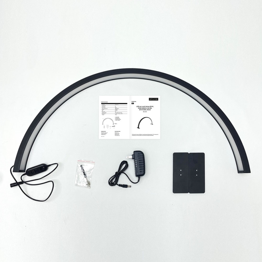 Brilagi - LED Prigušiva lučna stolna svjetiljka RADIO LED/30W/24/230V 3000/4000/6500K crna
