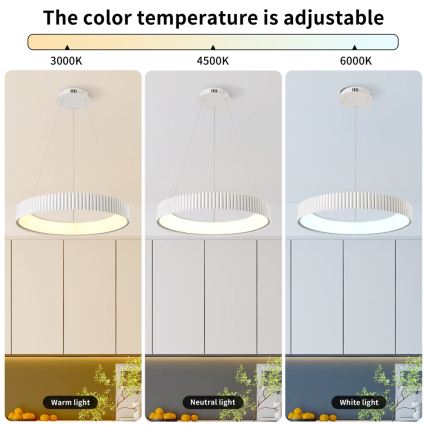 Brilagi - Viseći LED luster s mogućnošću prigušivanja na sajli FALCON MODERN LED/54W/230V, promjer 60 cm, bijela + daljinski upravljač