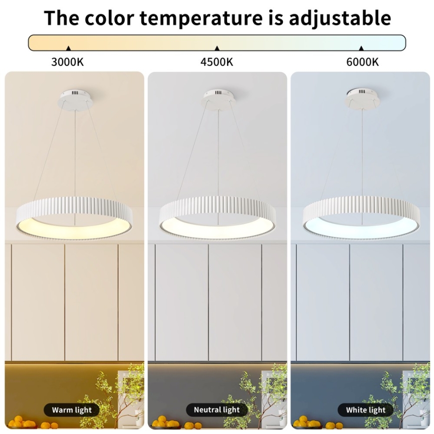 Brilagi - Viseći LED luster s mogućnošću prigušivanja na sajli FALCON MODERN LED/54W/230V, promjer 60 cm, bijela + daljinski upravljač