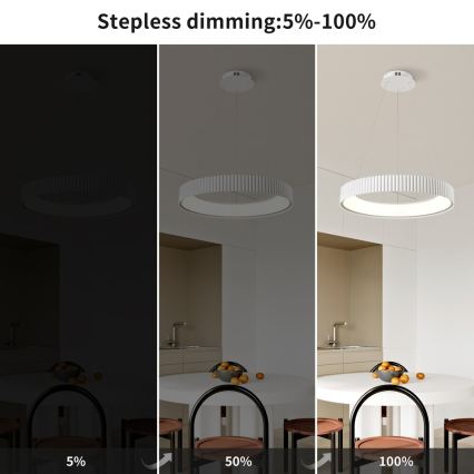 Brilagi - Viseći LED luster s mogućnošću prigušivanja na sajli FALCON MODERN LED/54W/230V, promjer 60 cm, bijela + daljinski upravljač