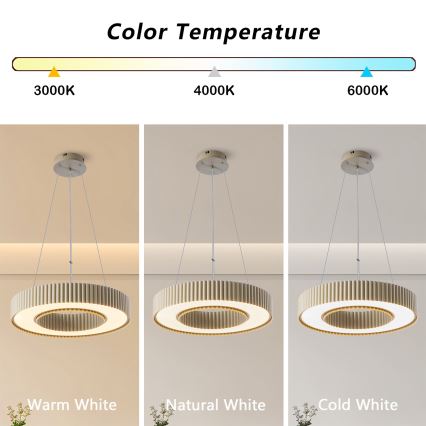 Brilagi - LED prigušivi luster na sajli LUMIX LED/48W/230V 3000-6000K bež Ø 50 cm + daljinski upravljač