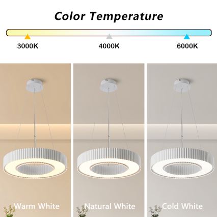 BRILAGI - LED luster s mogućnošću prigušivanja na sajli LUMIX LED/48W/230V 3000-6000K bijeli, promjer 50 cm + daljinski upravljač