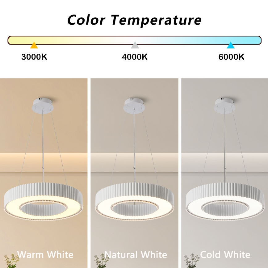 BRILAGI - LED luster s mogućnošću prigušivanja na sajli LUMIX LED/48W/230V 3000-6000K bijeli, promjer 50 cm + daljinski upravljač