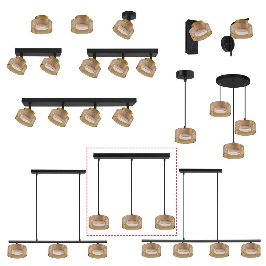 Brilagi - LED Luster na kabelu AURA LUX 3xGX53/30W/230V crna/zlatna