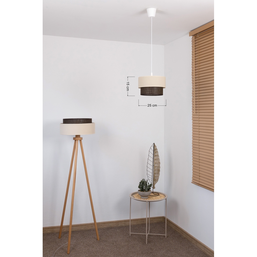 Brilagi - LED luster na kabelu BOHO STYLE 1xE27/15W/230V Ø 25 cm krem/smeđa