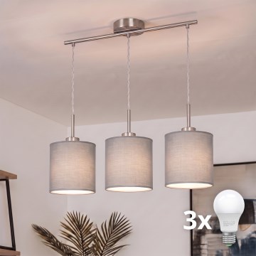 Brilagi - LED luster na kabelu NUBILA 3xE27/60W/230V svijetlosiva