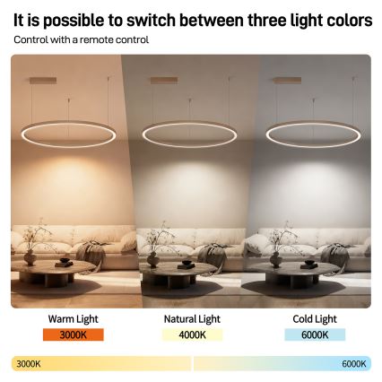 Brilagi - LED luster s mogućnošću prigušivanja na sajli PORTOFINO LED/60W/230V 3000-6000K Ø 80 cm bež + s daljinskim upravljačem