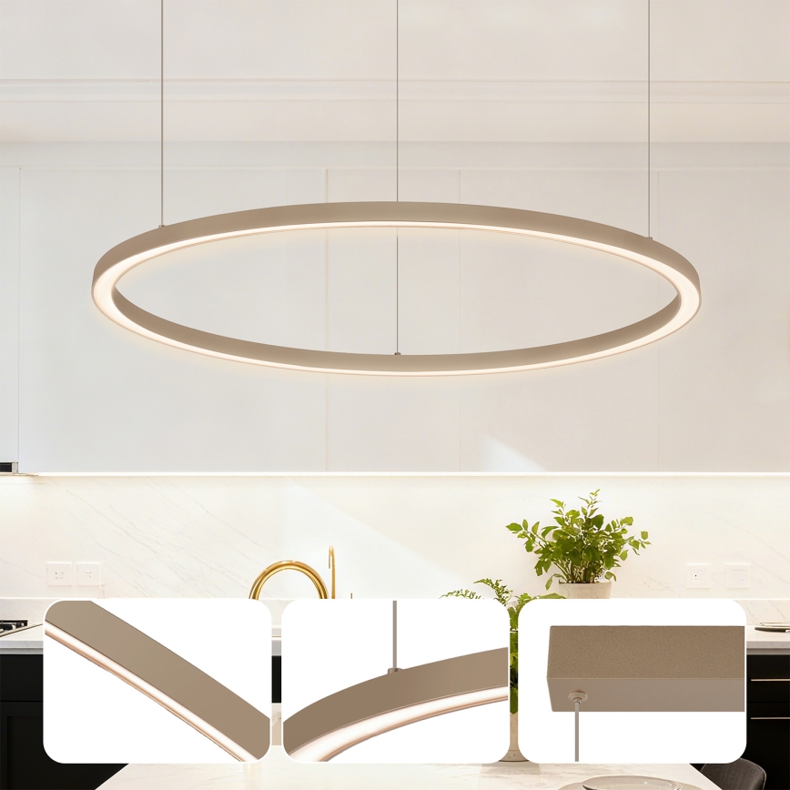Brilagi - LED luster s mogućnošću prigušivanja na sajli PORTOFINO LED/60W/230V 3000-6000K Ø 80 cm bež + s daljinskim upravljačem