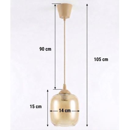 Brilagi - LED luster na sajli RETRO GLASS 1xE27/60W/230V Ø 14 cm bež/zadimljeno smeđa