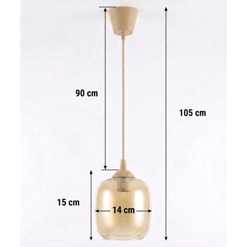 Brilagi - LED luster na sajli RETRO GLASS 1xE27/60W/230V Ø 14 cm bež/zadimljeno smeđa