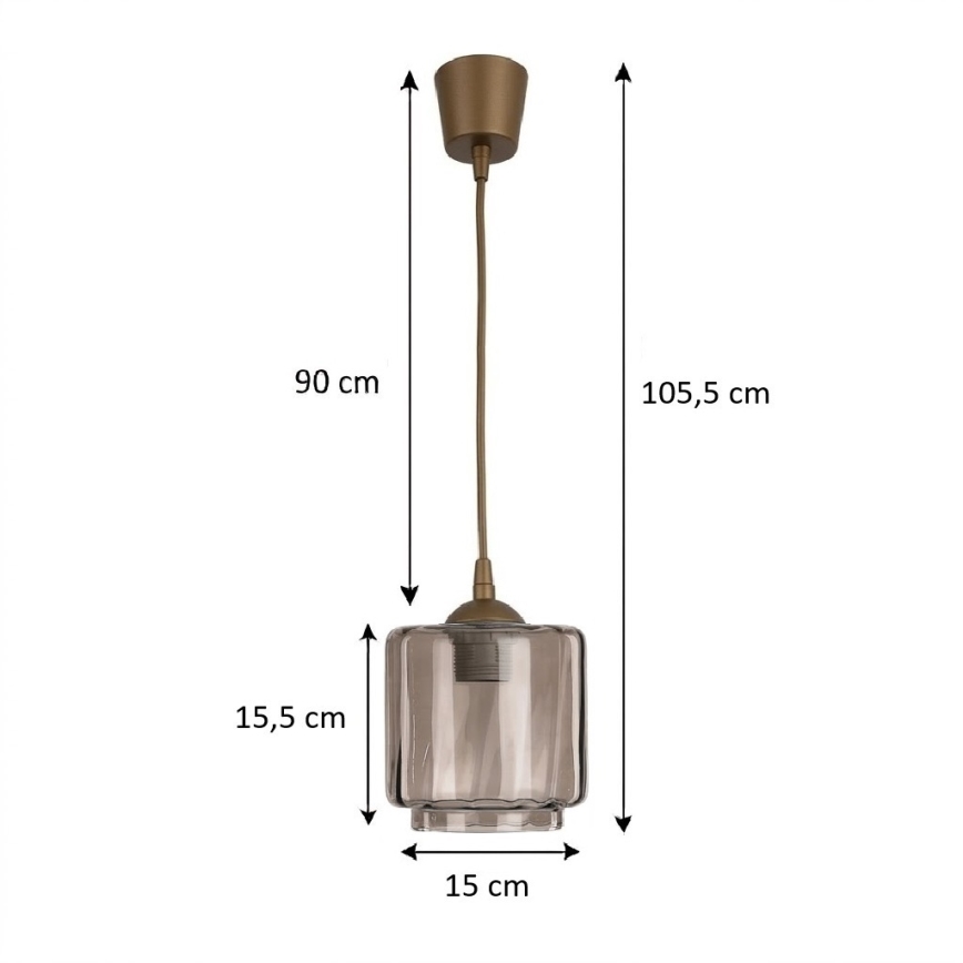 Brilagi - LED luster na sajli RETRO GLASS 1xE27/60W/230V promjer 15 cm smeđa/zadimljena bež