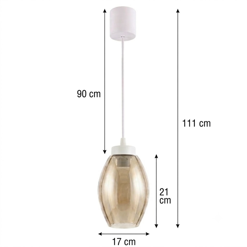 Brilagi - LED luster na sajli RETRO GLASS 1xE27/60W/230V Ø 17 cm bijela/dimno bež
