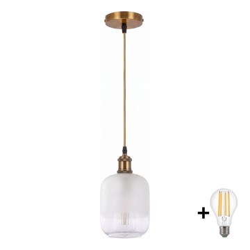 BRILAGI - LED luster na kabelu RETRO GLASS 1xE27/60W/230V pr. 14 cm zlatna/bijela