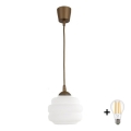 Brilagi - LED luster na kabelu RETRO GLASS 1xE27/60W/230V pr. 20 cm smeđa/bijela