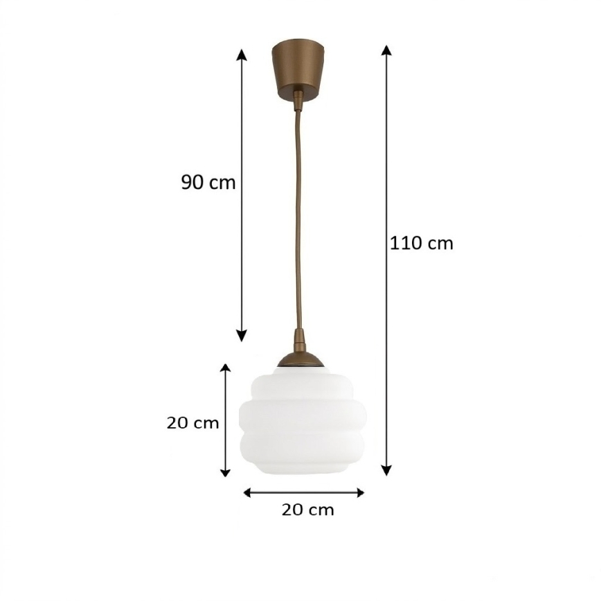 Brilagi - LED luster na kabelu RETRO GLASS 1xE27/60W/230V pr. 20 cm smeđa/bijela