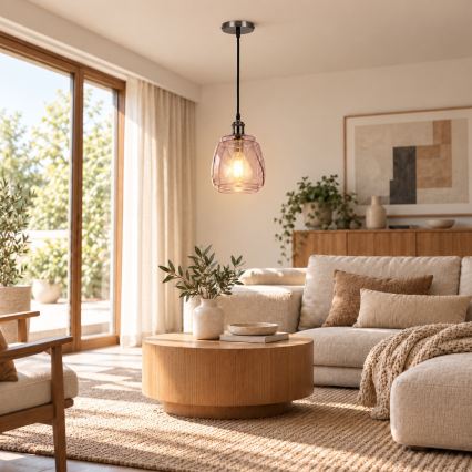 BRILAGI - LED Luster na sajli RETRO GLASS 1xE27/60W/230V Ø 26 cm crna/zadimljeno siva