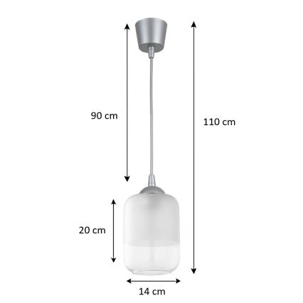 Brilagi - LED luster na kabelu RETRO GLASS 1xE27/60W/230V promjer 14 cm srebrni/bijeli