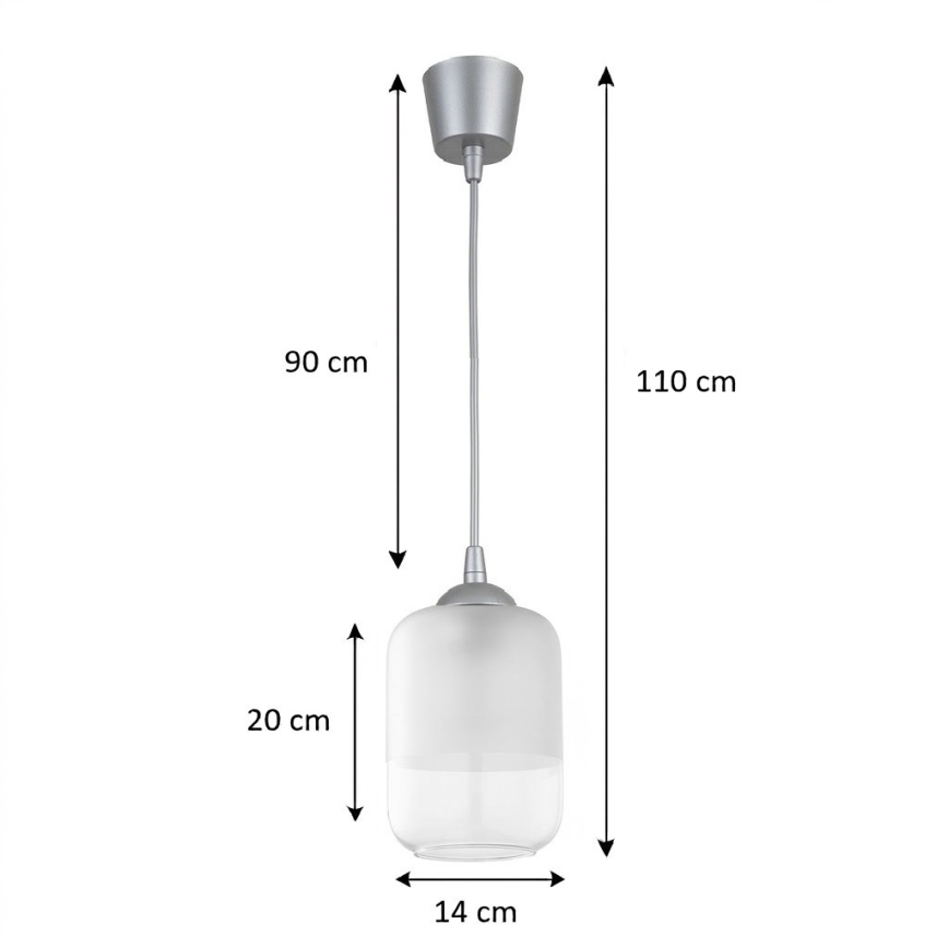 Brilagi - LED luster na kabelu RETRO GLASS 1xE27/60W/230V promjer 14 cm srebrni/bijeli