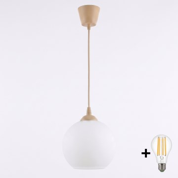 Brilagi - LED luster na kabelu RETRO GLASS 1xE27/60W/230V promjer 15 cm bež/bijela
