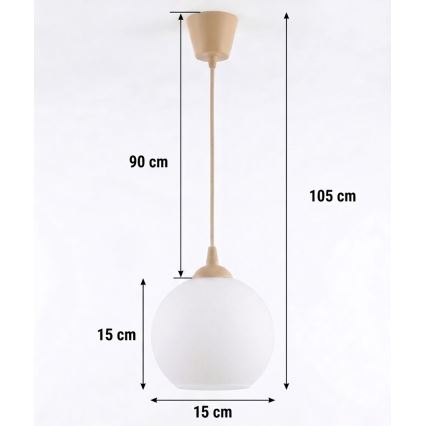 Brilagi - LED luster na kabelu RETRO GLASS 1xE27/60W/230V promjer 15 cm bež/bijela