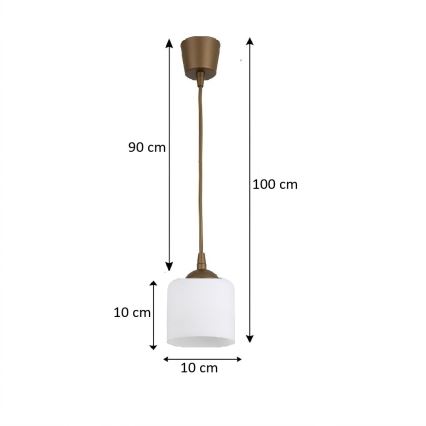 Brilagi - LED luster na kabelu RETRO GLASS 1xE27/60W/230V Ø 10 cm smeđa/bijela