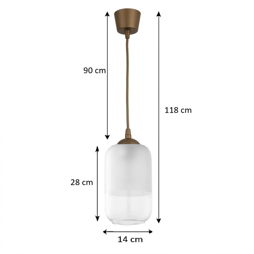 Brilagi - LED luster na kabelu RETRO GLASS 1xE27/60W/230V Ø 14 cm, smeđa/bijela