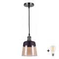 BRILAGI - LED Luster na kabelu RETRO GLASS 1xE27/60W/230V Ø 15,5 cm crna/dimljeno-bež