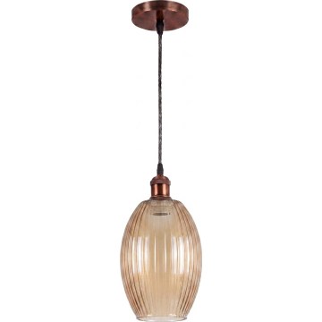 Brilagi - LED luster na kabelu RETRO GLASS 1xE27/60W/230V Ø 17 cm bakreni/dimni bež
