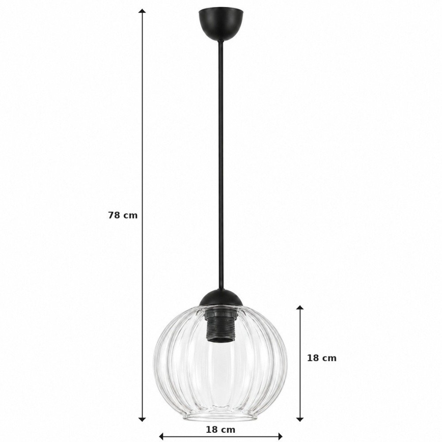 BRILAGI - LED luster na kabelu RETRO GLASS 1xE27/60W/230V Ø 18 cm crna/prozirna