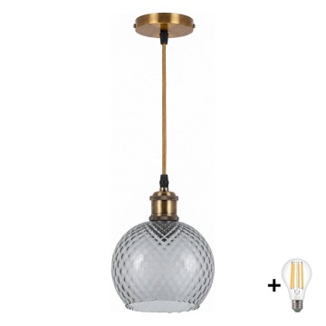 BRILAGI - LED luster na kabelu RETRO GLASS 1xE27/60W/230V Ø 18 cm zlatna/zadimljena siva