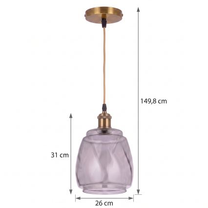 BRILAGI - LED luster na sajli RETRO GLASS 1xE27/60W/230V Ø 26 cm zlatna/dimno-siva