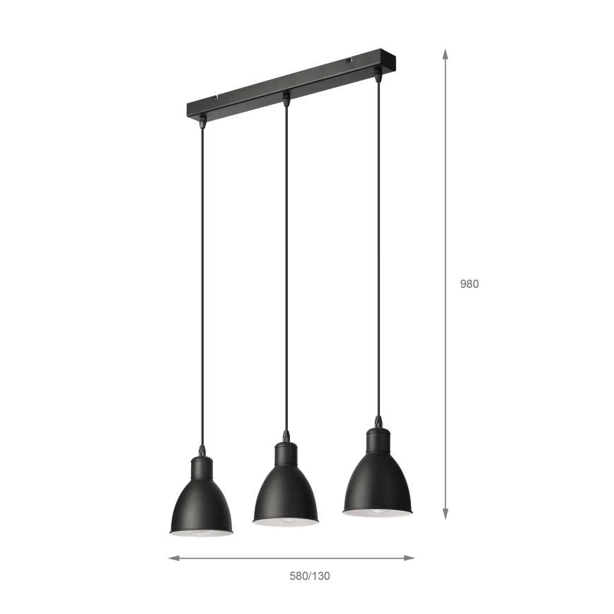 Brilagi - LED luster na kabelu RIDDY 3xE27/60W/230V crna