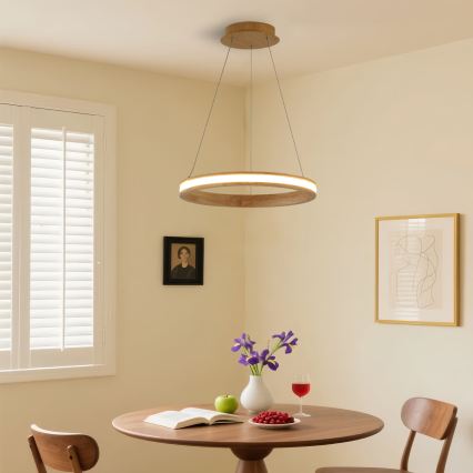 Brilagi - LED luster na kabelu UMEA WOOD LED/30W/230V Ø 40 cm kaučukovo drvo