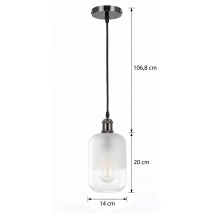 BRILAGI - LED luster na kablu RETRO GLASS 1xE27/60W/230V pr. 14 cm crna/bijela